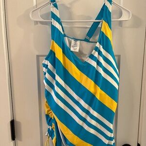Lands End Tankini Top 16W Lycra Xtra Life NWT Blue Yellow (Top only)
